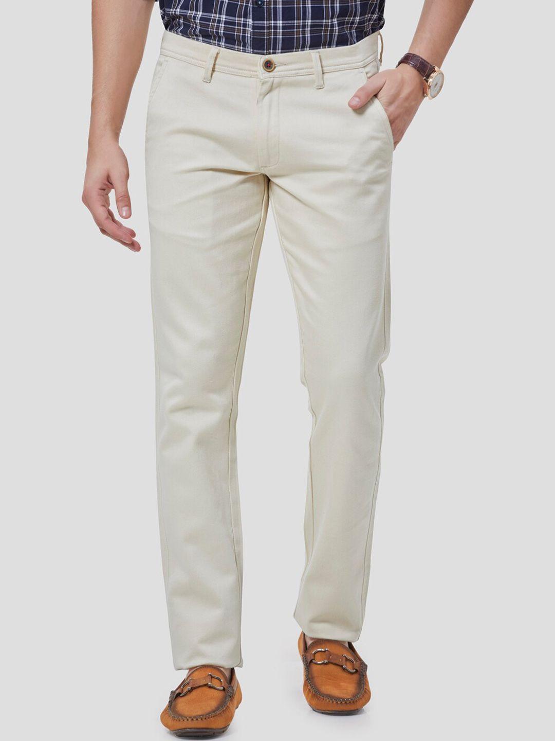 oxemberg men cream-coloured smart slim fit chinos trousers