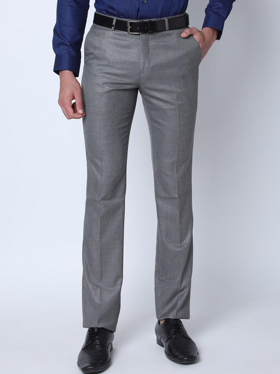 oxemberg men slim fit mid-rise formal trousers