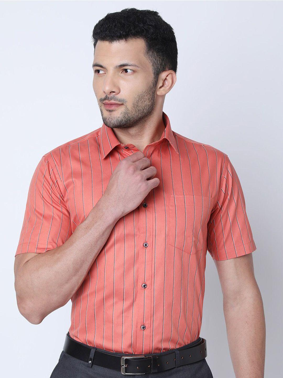 oxemberg vertical striped slim fit cotton formal shirt