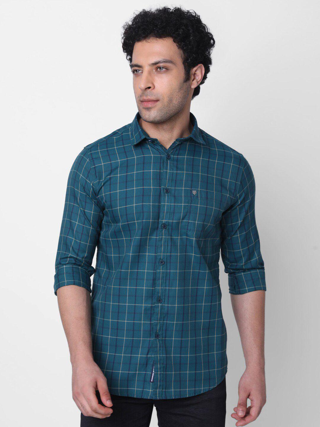 oxemberg classic slim fit grid tattersall checked casual shirt