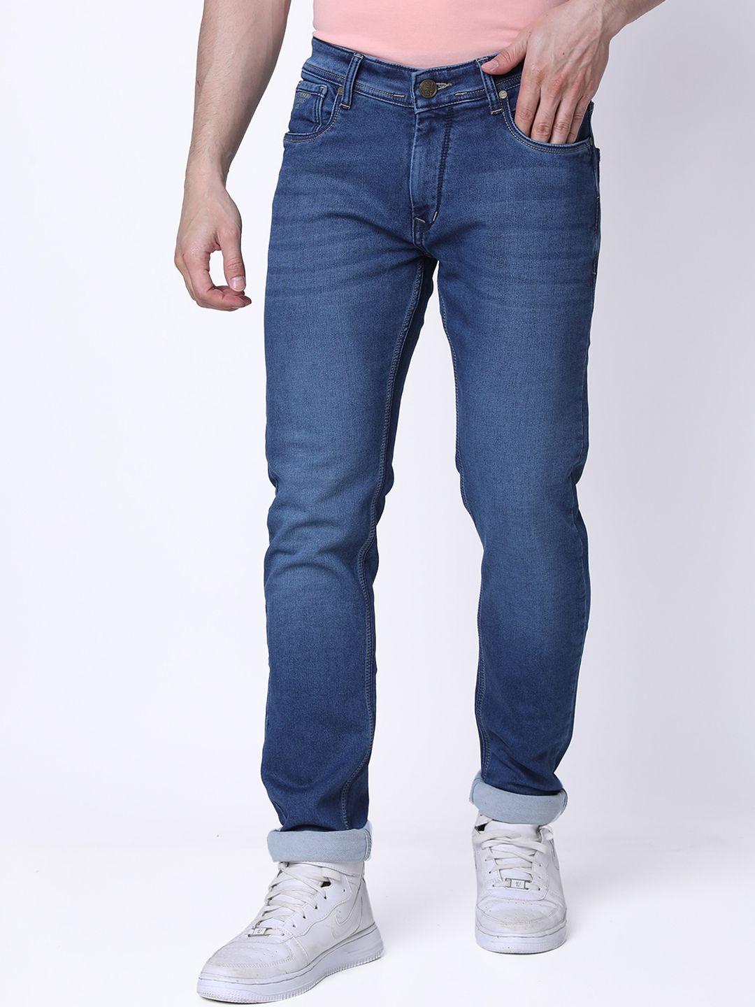 oxemberg lean men slim fit mid-rise light fade clean look stretchable jeans