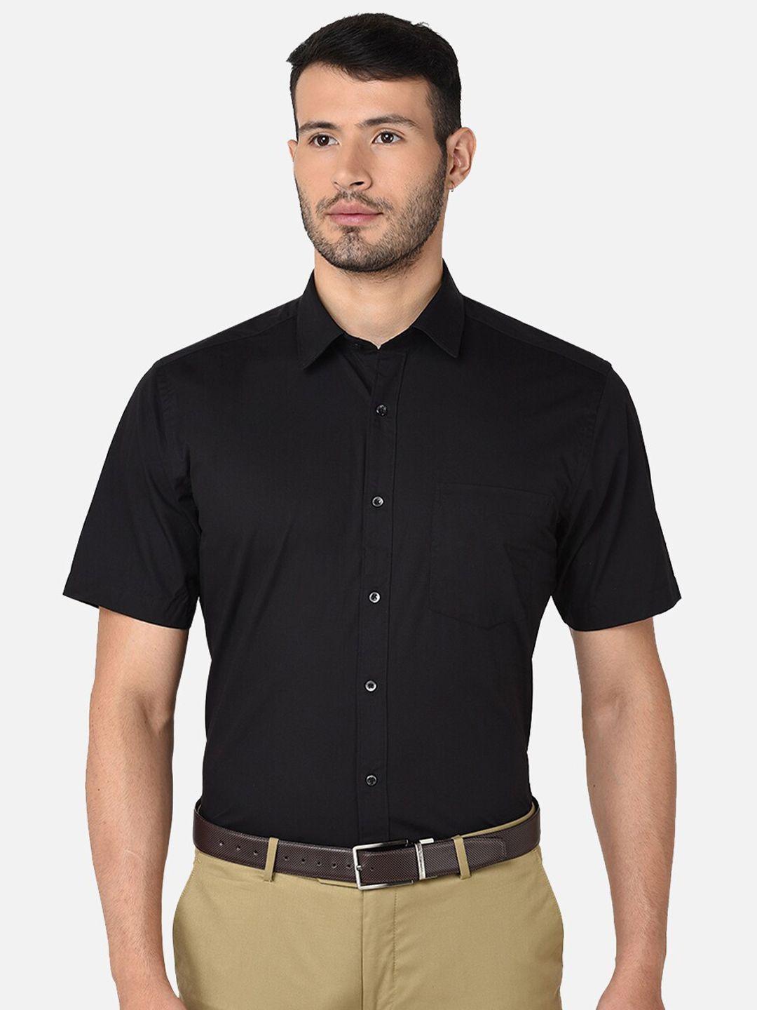 oxemberg men black solid classic formal shirt