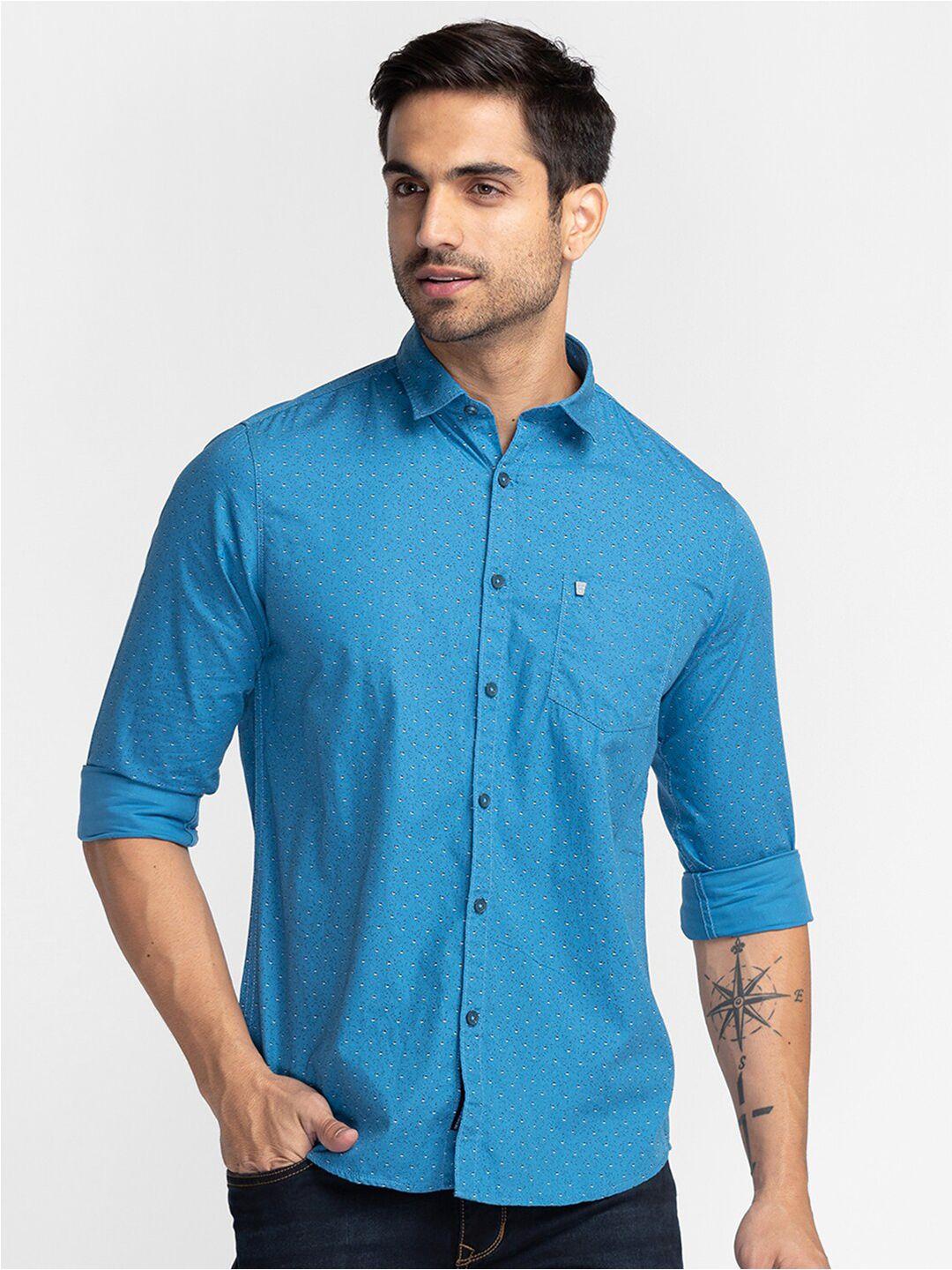 oxemberg men classic slim fit printed cotton casual shirt