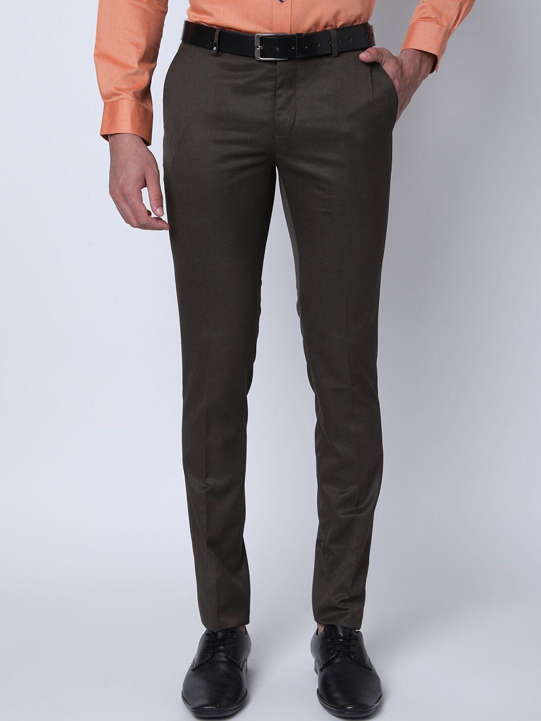 oxemberg men mid rise slim fit formal trousers