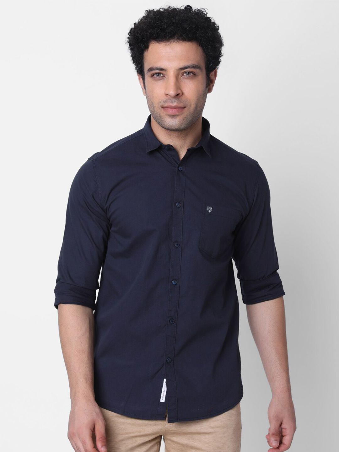 oxemberg spread collar classic slim fit opaque casual shirt