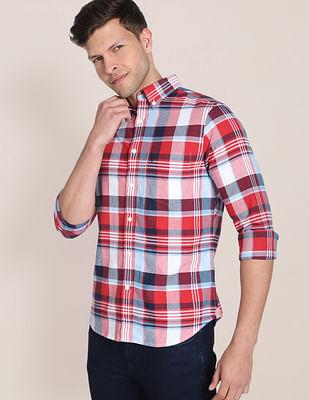 oxford check cotton casual shirt