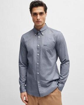 oxford cotton button-down slim fit shirt