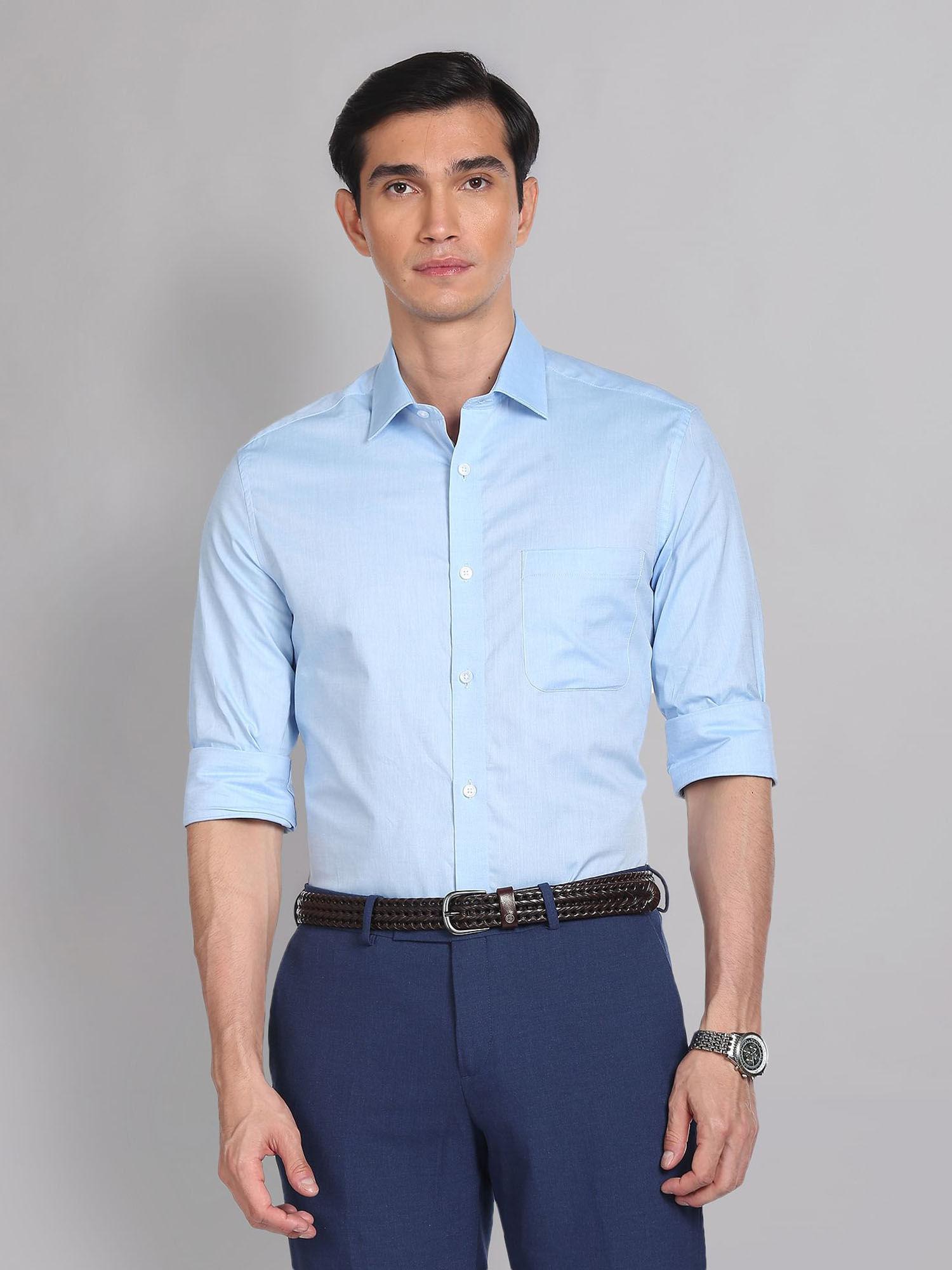 oxford solid formal shirt blue