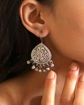 oxidised ethnic drop earrings