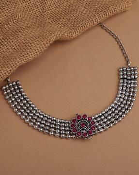 oxidised silver-plated choker necklace