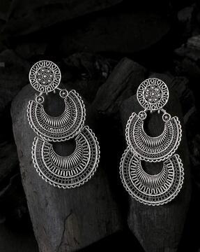 oxidised silver-plated drop earrings
