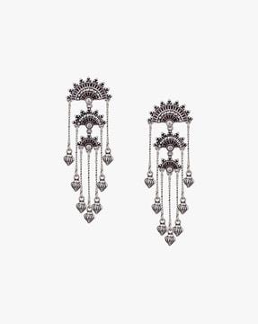 oxidised brass tassel dangler earrings