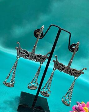 oxidised silver-plated dangler earrings
