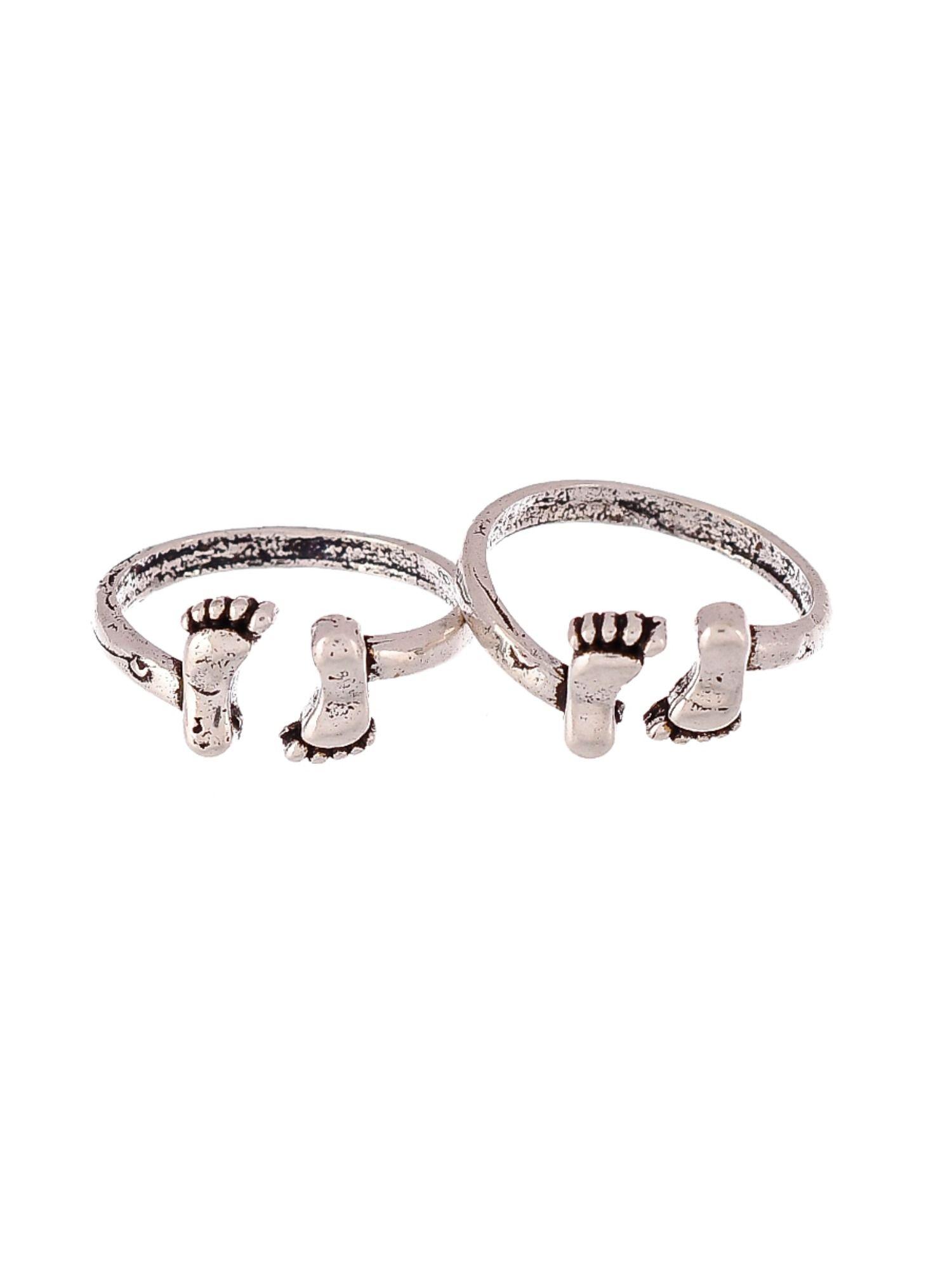 oxidised silver plated feet toe rings