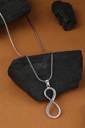 oxidised silver plated minimal pendant with men chain