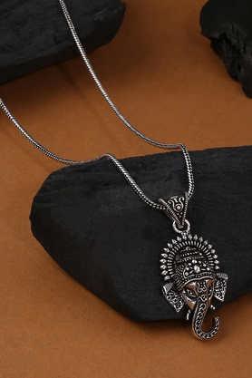oxidised siver plated lord ganesh pendant with chain