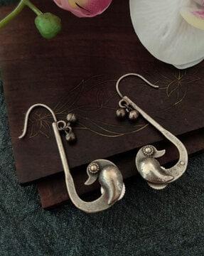 oxidized peacock design stud earrings