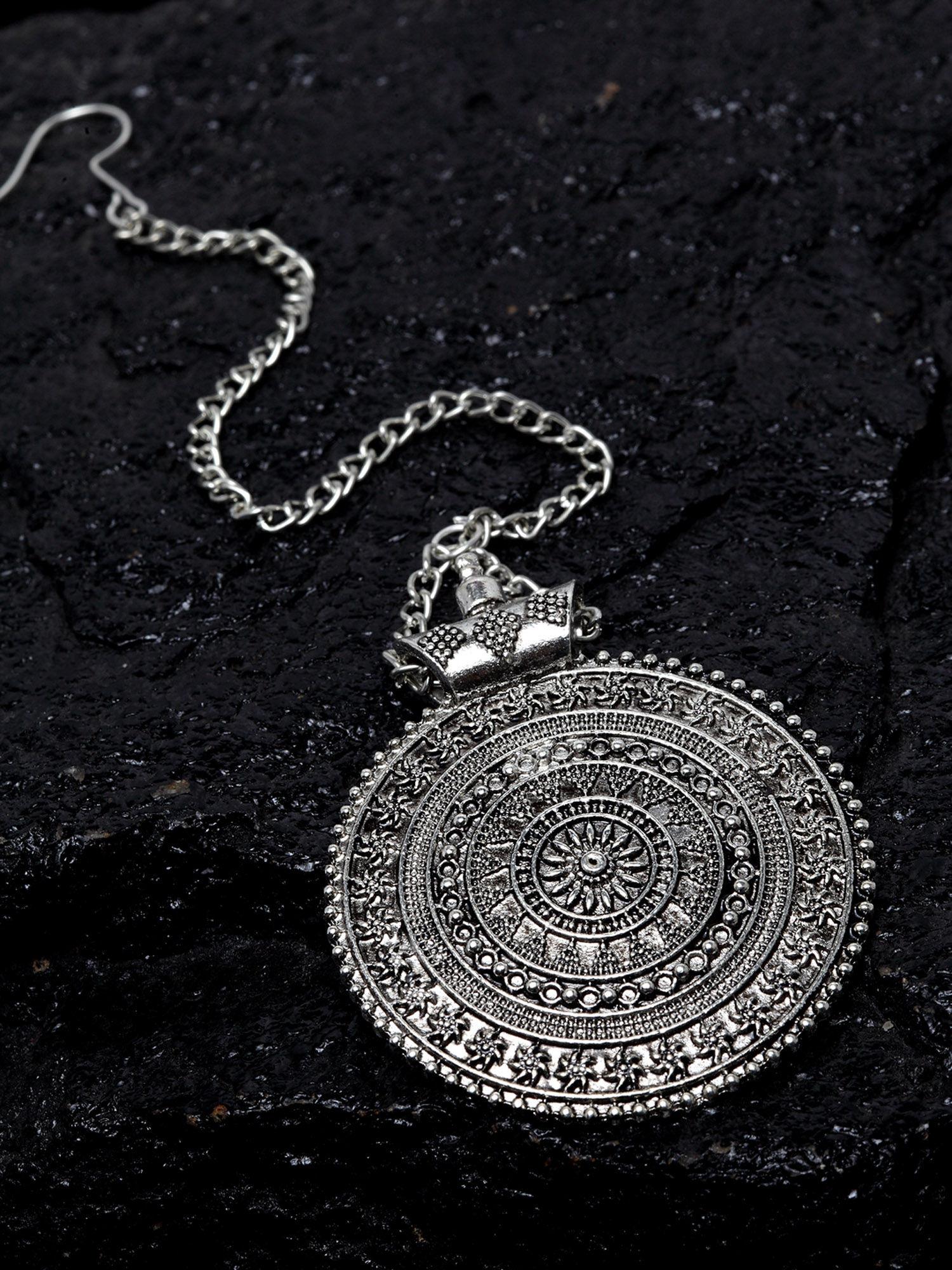 oxidized silver-plated handcrafted maang tikka