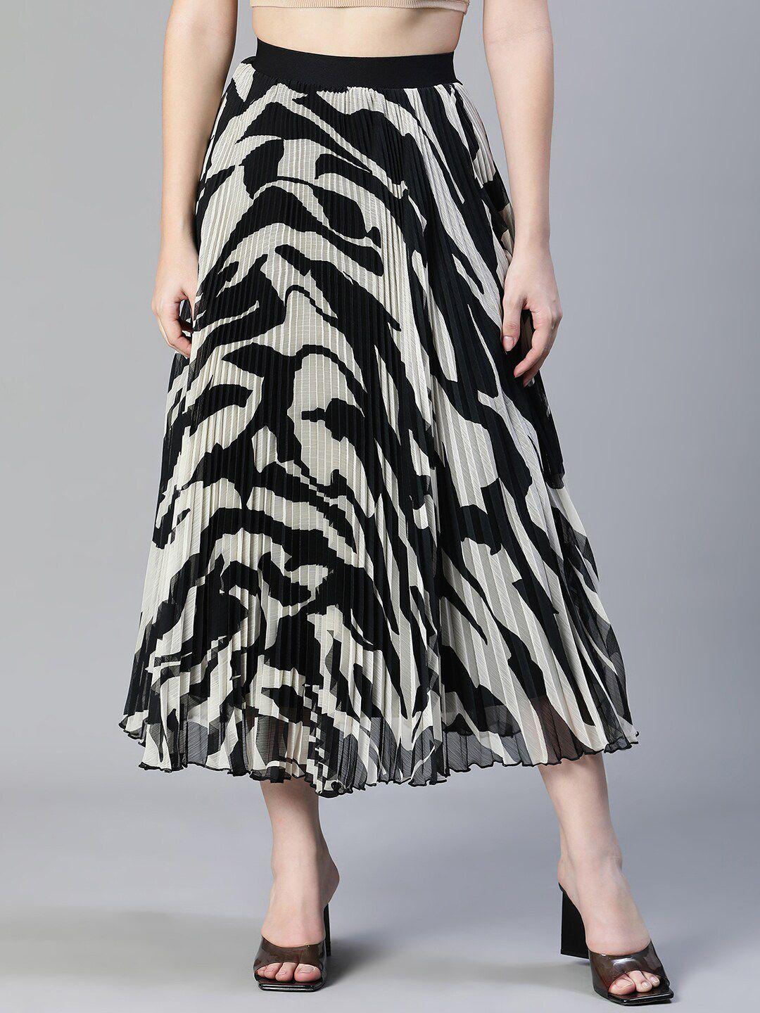 oxolloxo abstract printed midi-length accordion pleated a-line skirts
