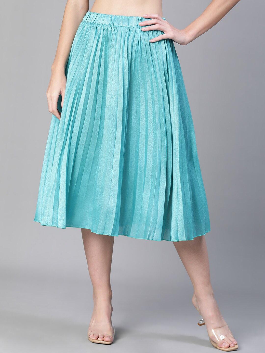 oxolloxo accordion pleated knee-length flared skirts