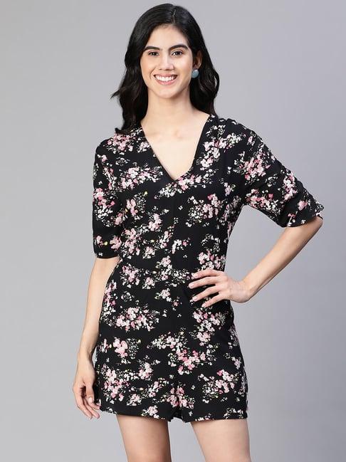 oxolloxo black & white floral print playsuit