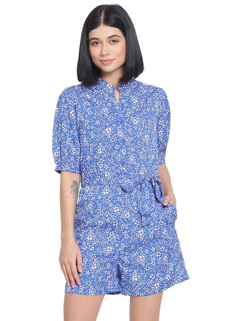 oxolloxo blue printed playsuit
