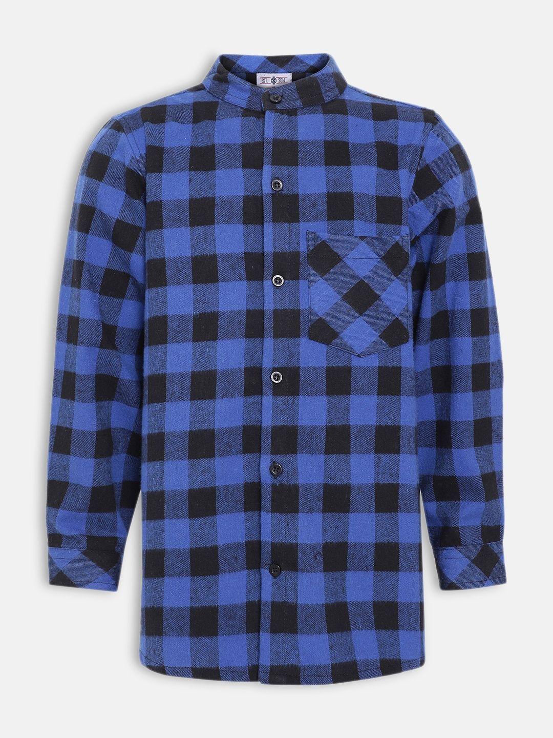 oxolloxo boys blue & black regular fit checked casual shirt
