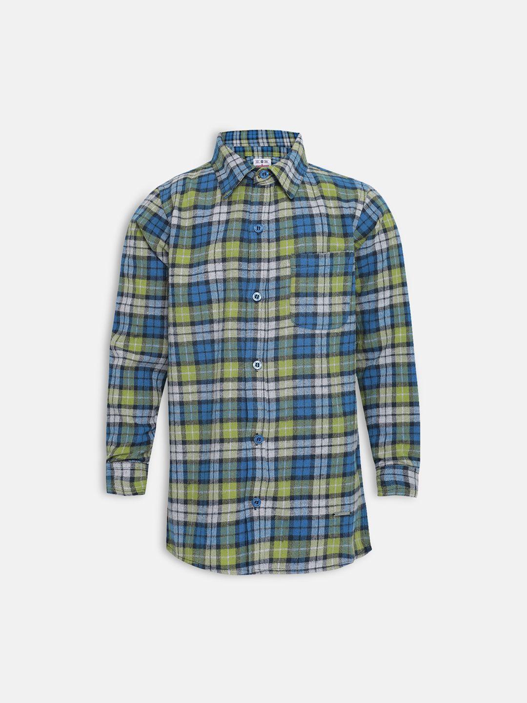 oxolloxo boys green regular fit checked casual shirt