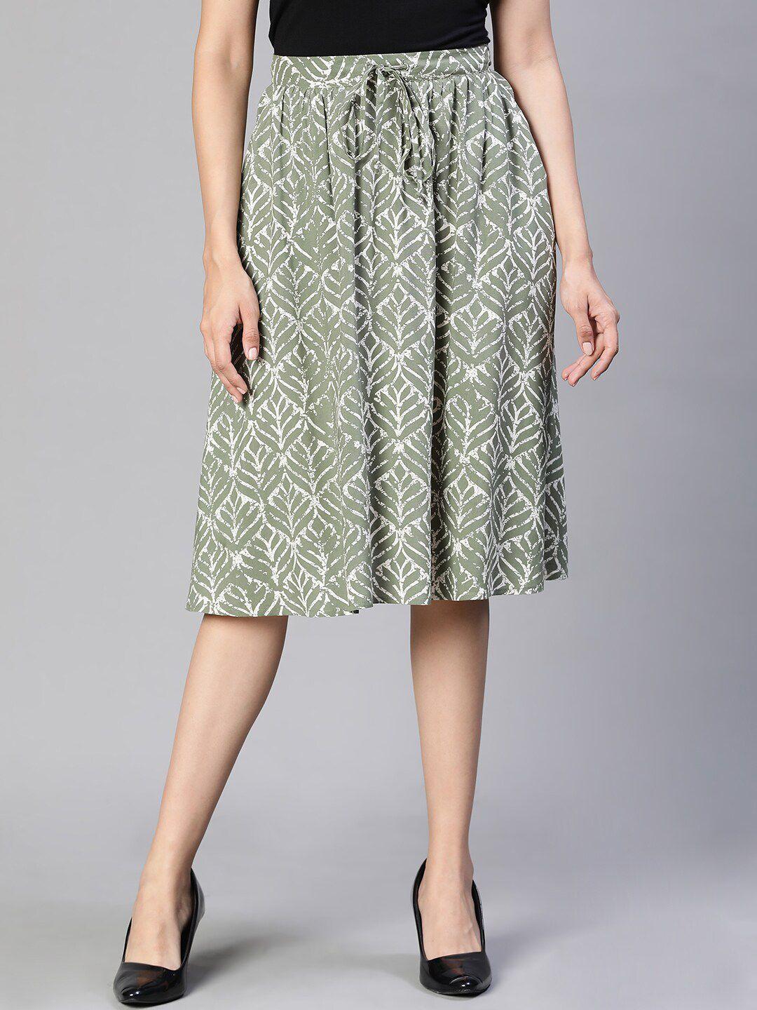 oxolloxo-ethnic-motifs-printed-pleated-flared-skirt