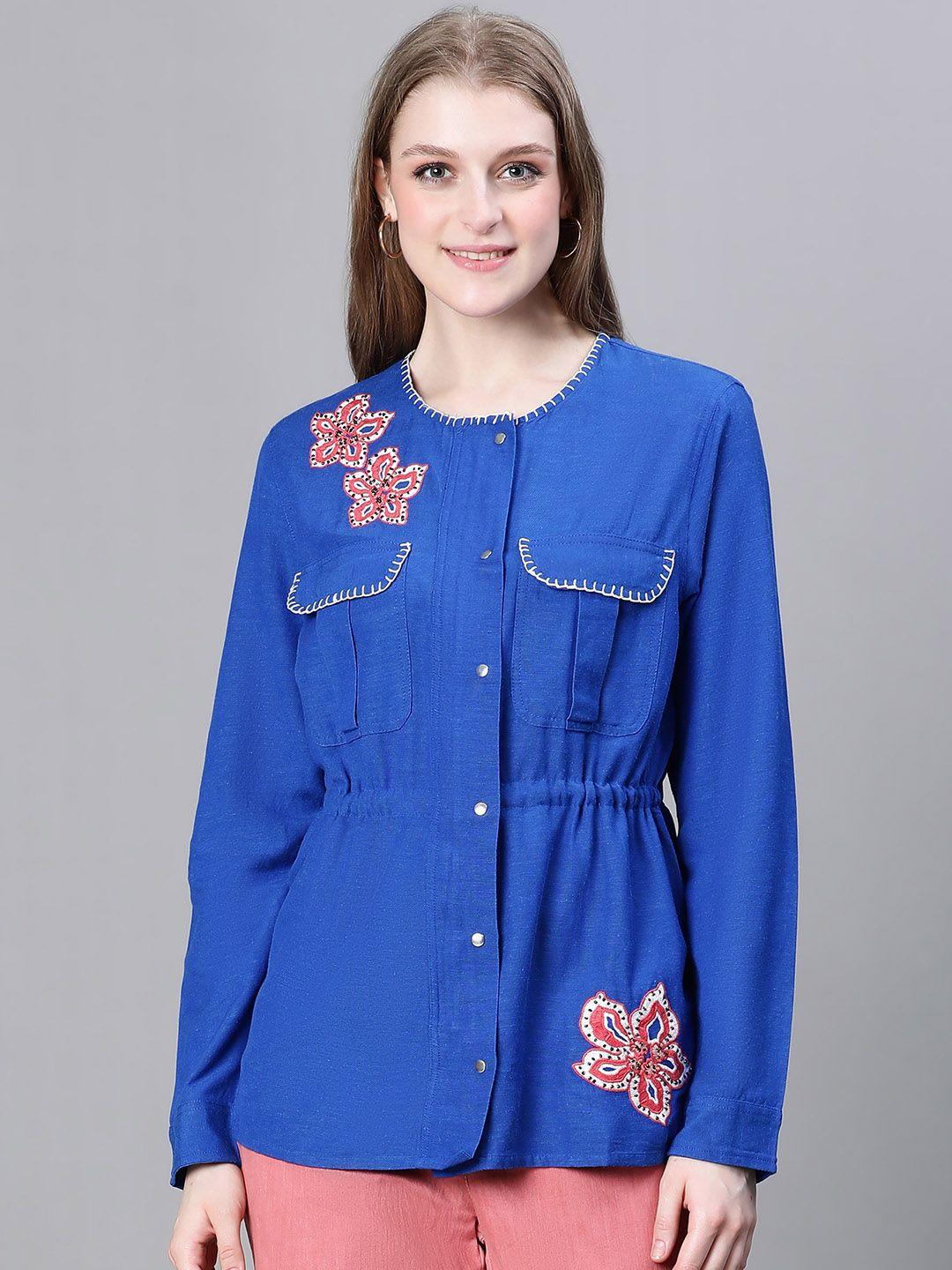 oxolloxo floral embroidered lightweight cotton tailored jacket