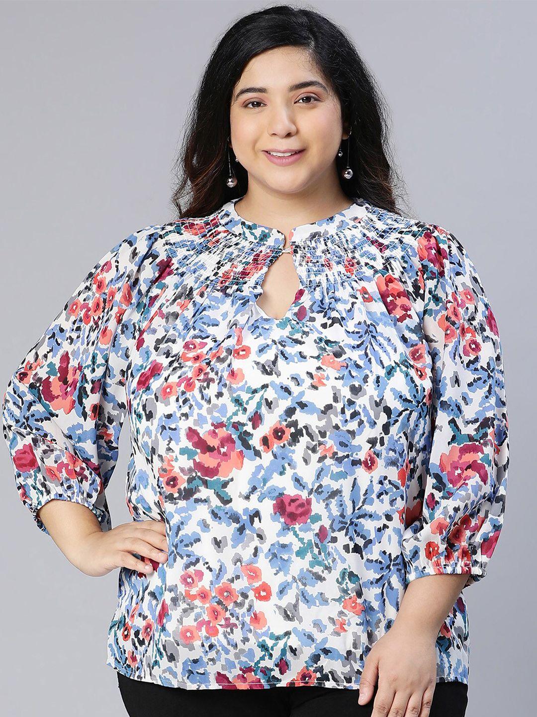 oxolloxo floral print keyhole neck top