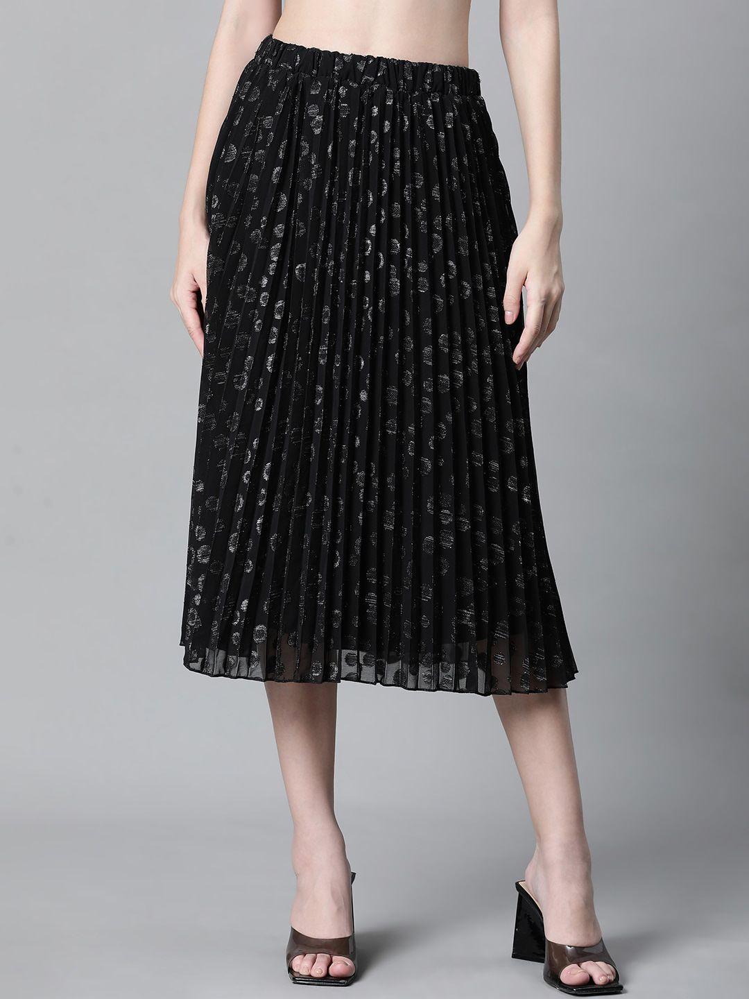 oxolloxo-floral-printed-accordion-pleats-dobby-flared-midi-skirt