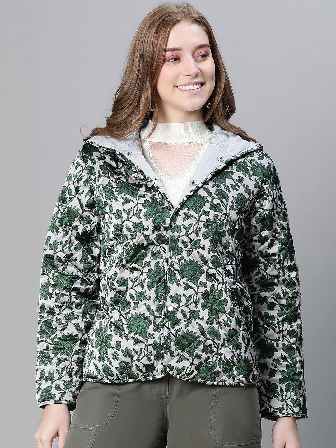 oxolloxo floral printed hooded quilted jacket