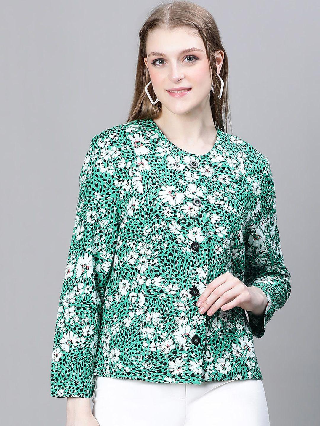 oxolloxo floral printed longline cotton tailored jacket