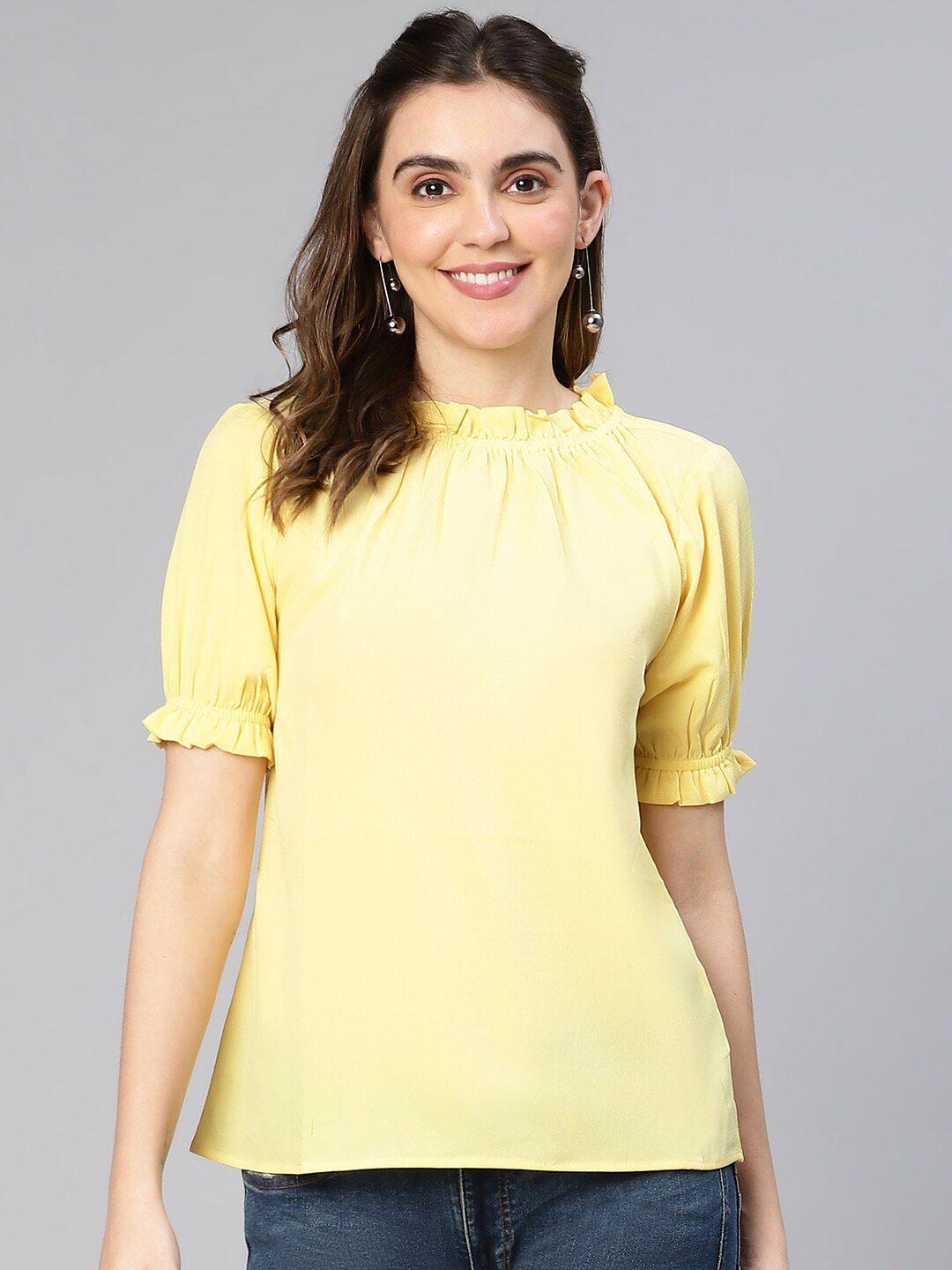 oxolloxo gathered puff sleeves a-line top