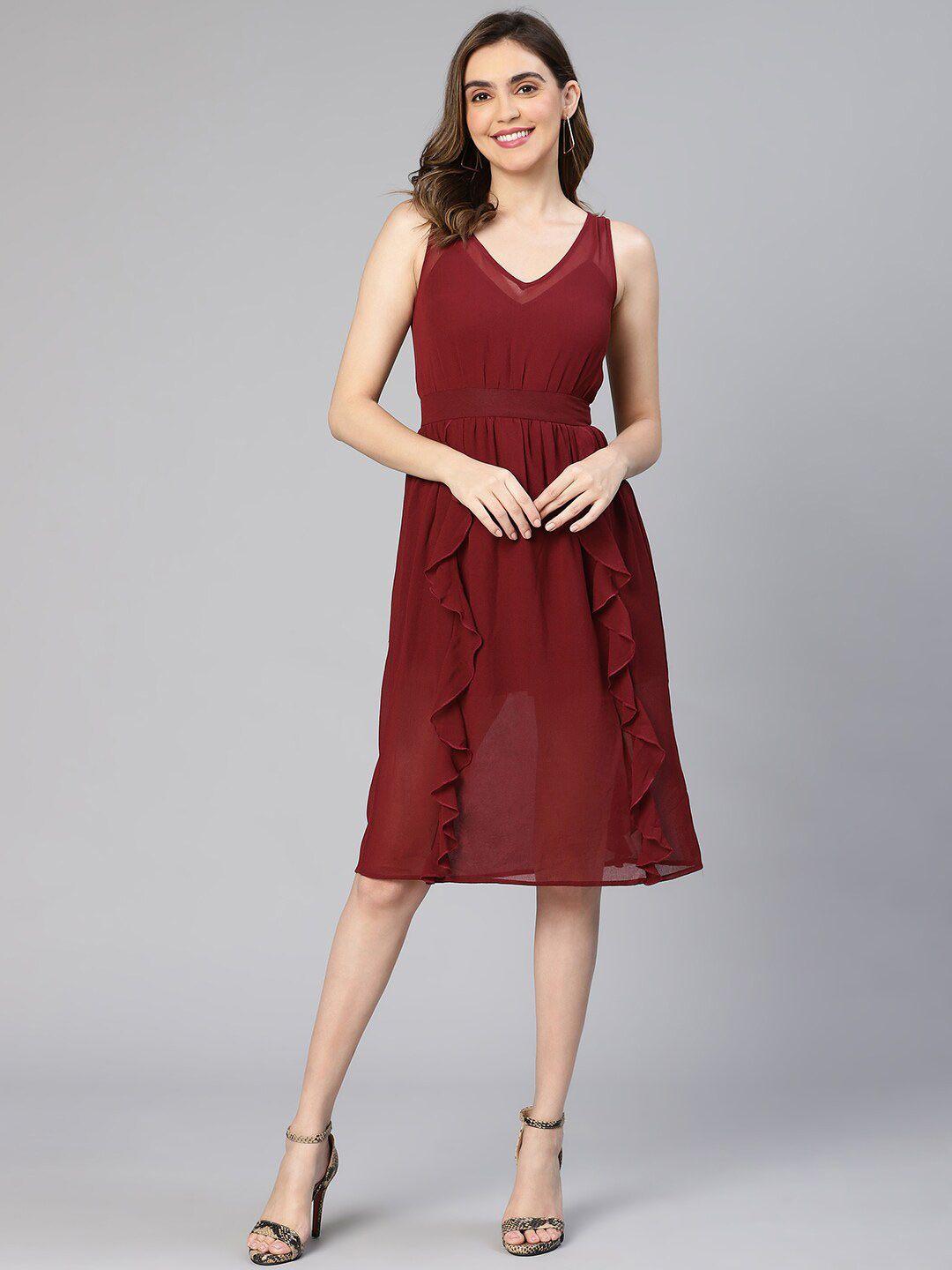 oxolloxo maroon a-line dress