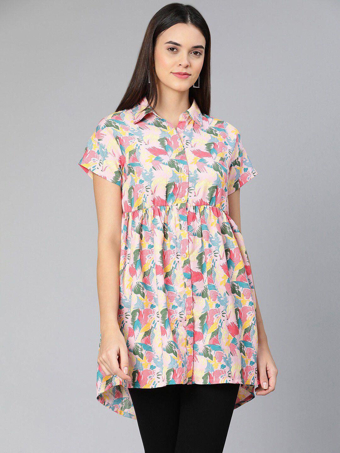 oxolloxo multicoloured floral print crepe shirt style top