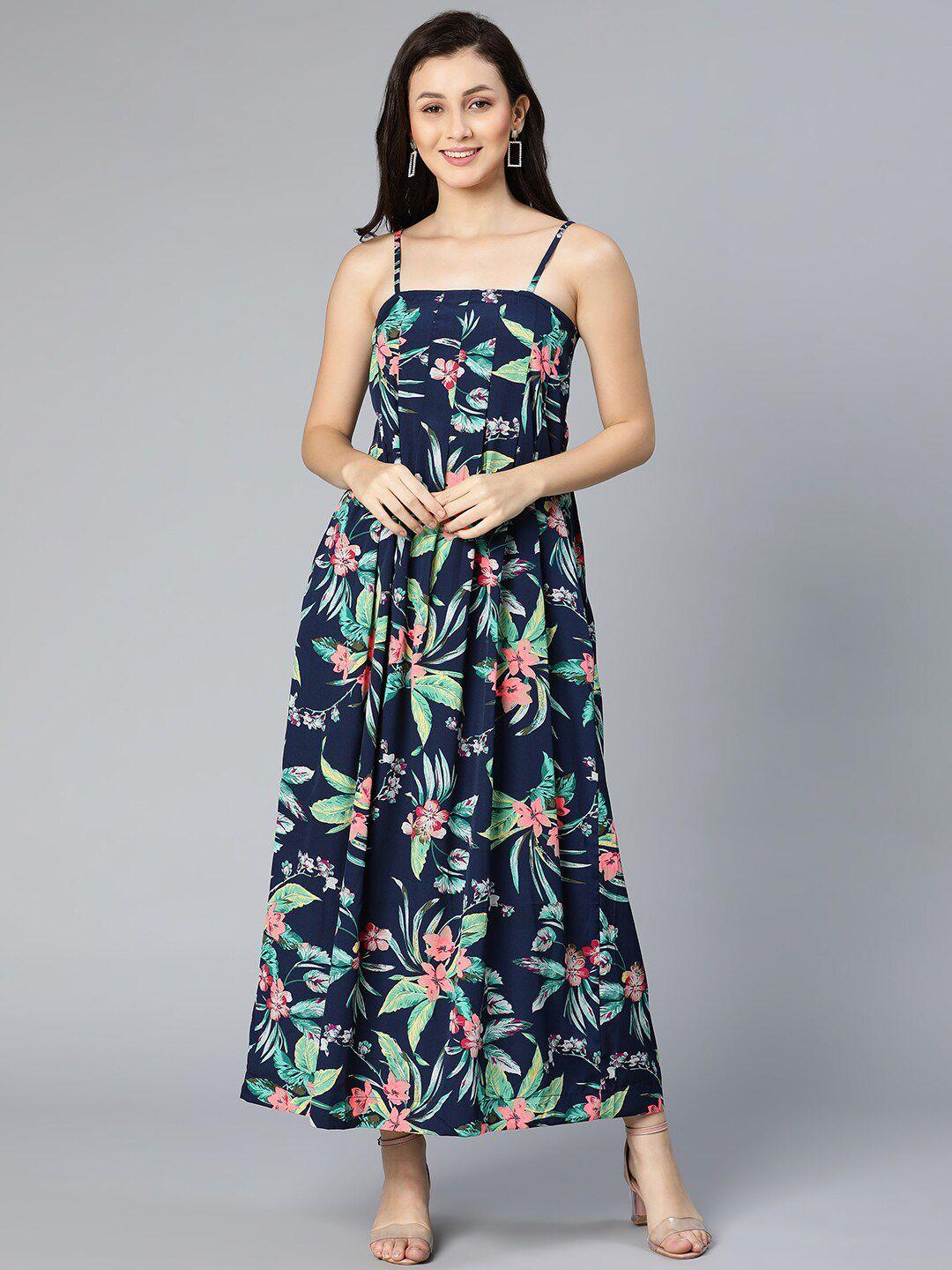oxolloxo navy blue floral maxi dress