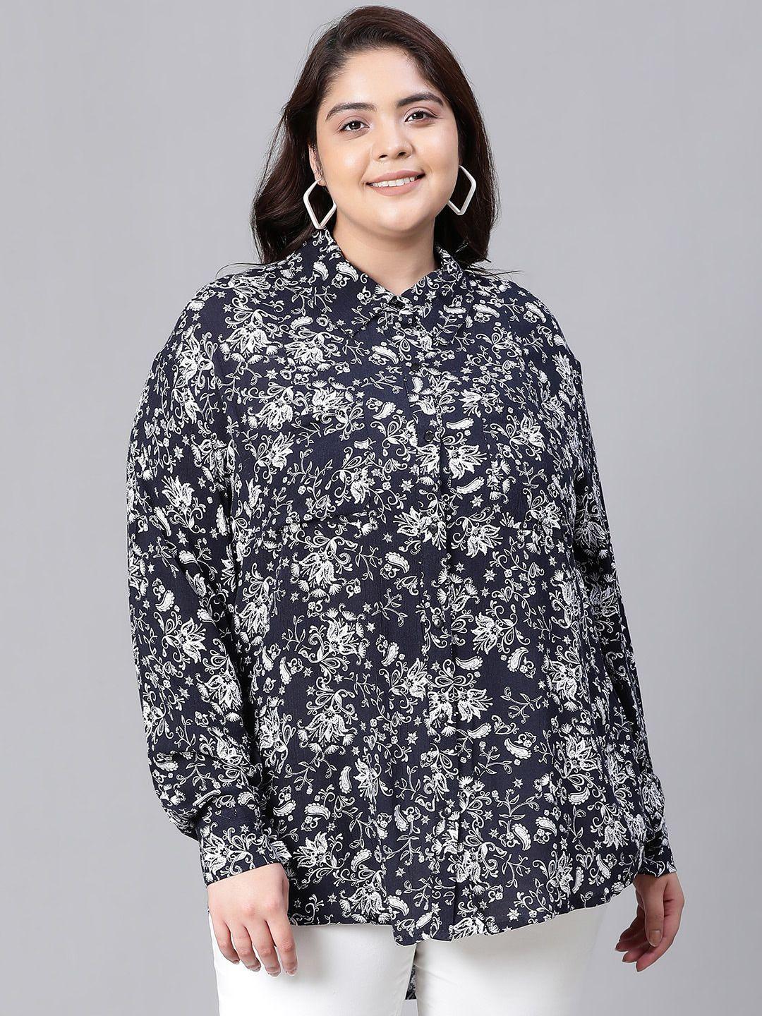 oxolloxo plus size floral printed relaxed casual shirt