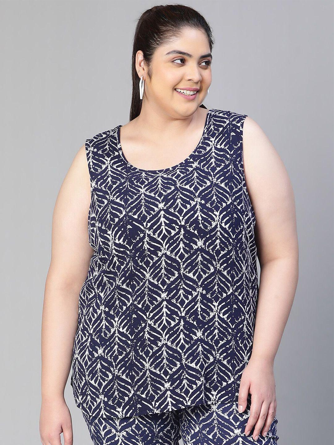 oxolloxo plus size floral printed round neck top