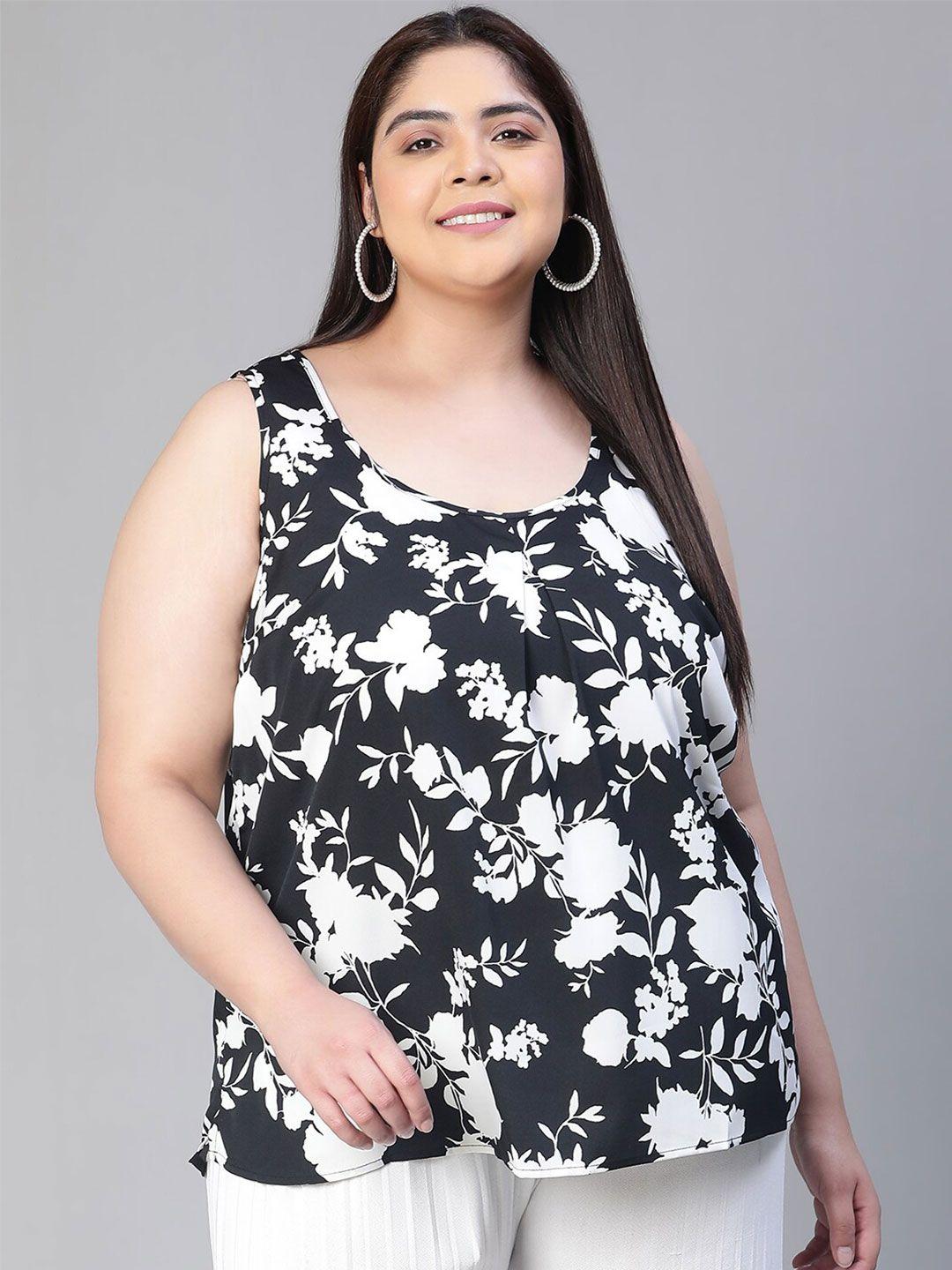oxolloxo plus size floral printed scoop neck sleeveless top