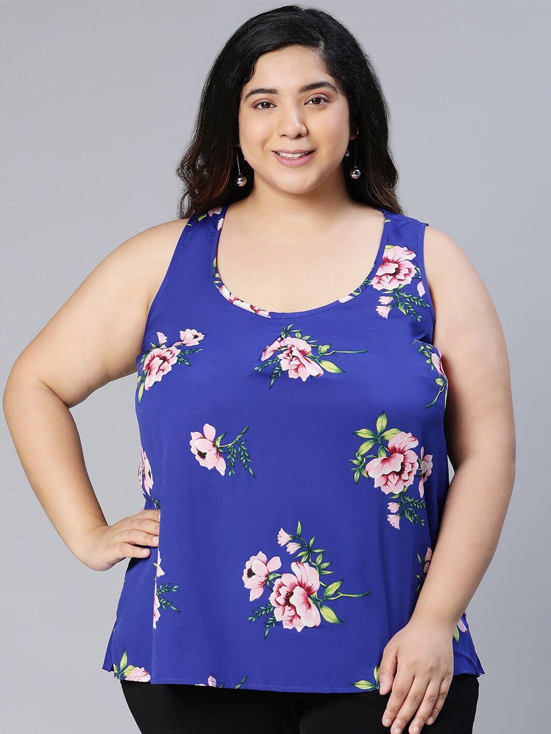 oxolloxo plus size floral printed sleeveless top