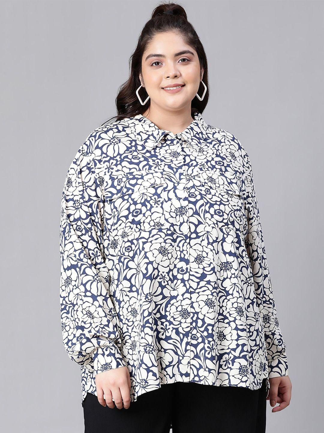 oxolloxo plus size relaxed fit floral printed casual shirt