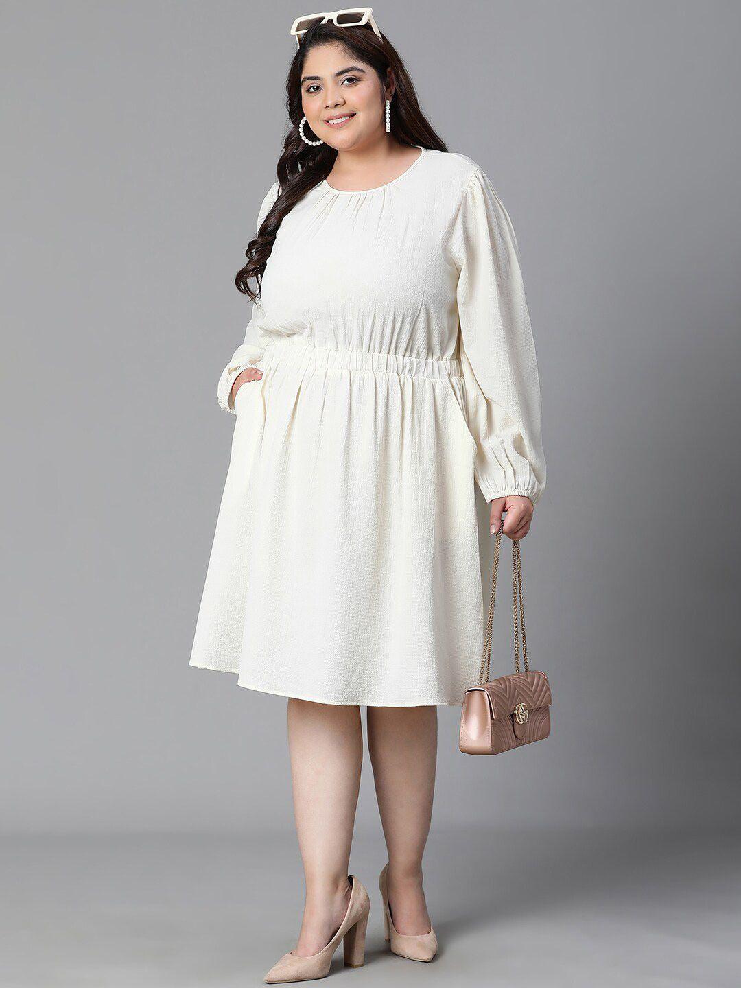 oxolloxo plus size round neck fit & flare dress