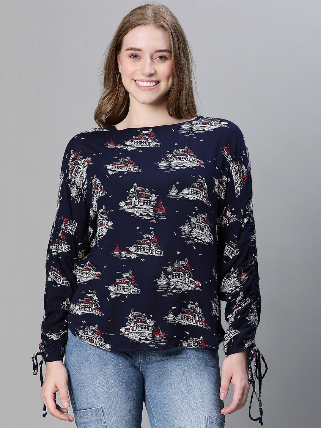 oxolloxo printed boat neck top
