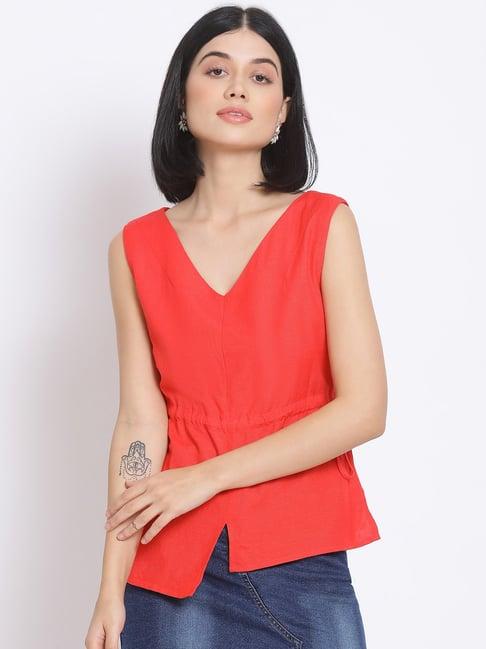 oxolloxo red cotton regular fit top