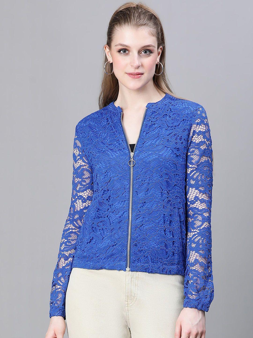 oxolloxo self design lace detail lightweight tailored jacket