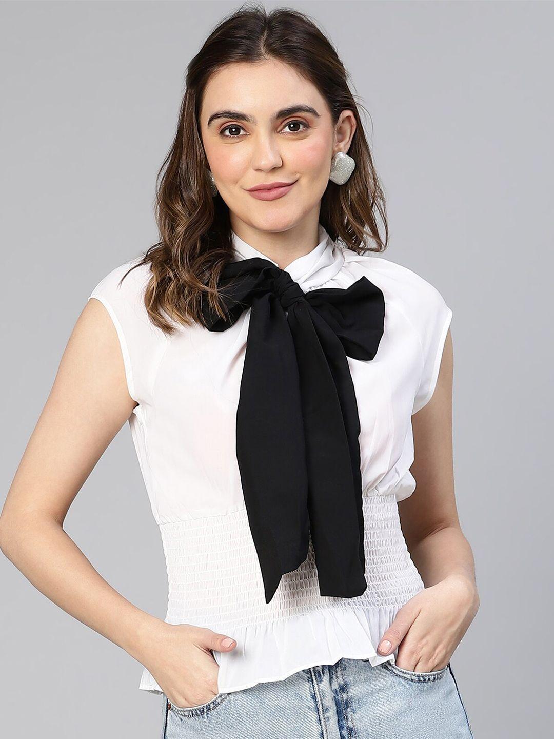 oxolloxo tie-up neck bow-style partywear crepe top