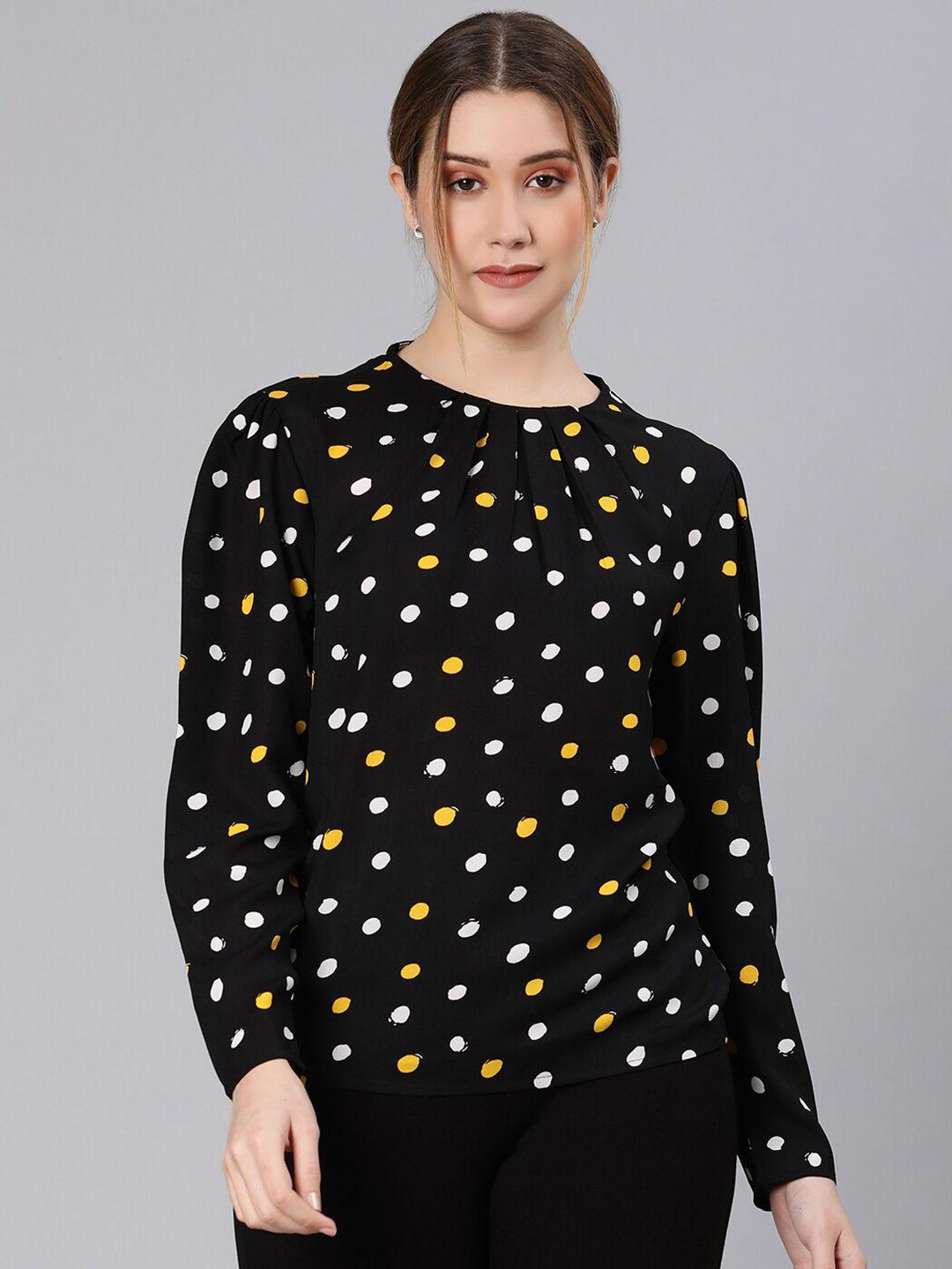 oxolloxo women black & yellow printed top