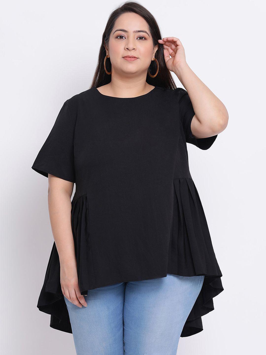 oxolloxo women black solid a-line top